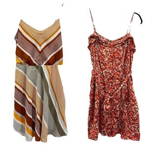 LC Lauren Conrad Bundle of 2 Women’s Dresses Size 8 Striped & Floral Sundresses
